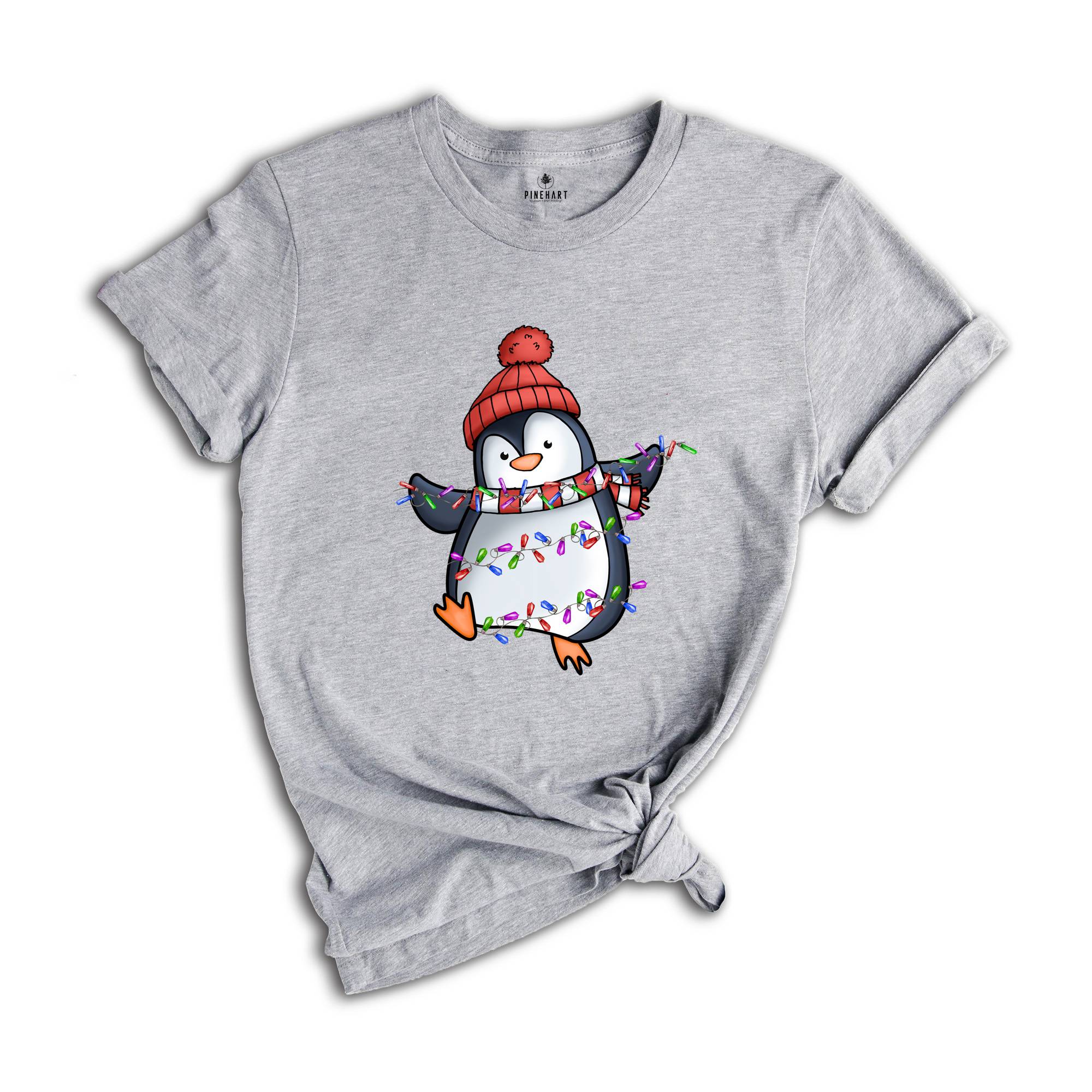 Christmas Penguin Shirt, Penguin Holiday Tee, Cute Animal T-Shirt, Christmas Gifts, Family Christmas Shirt, Christmas Lights Shirt