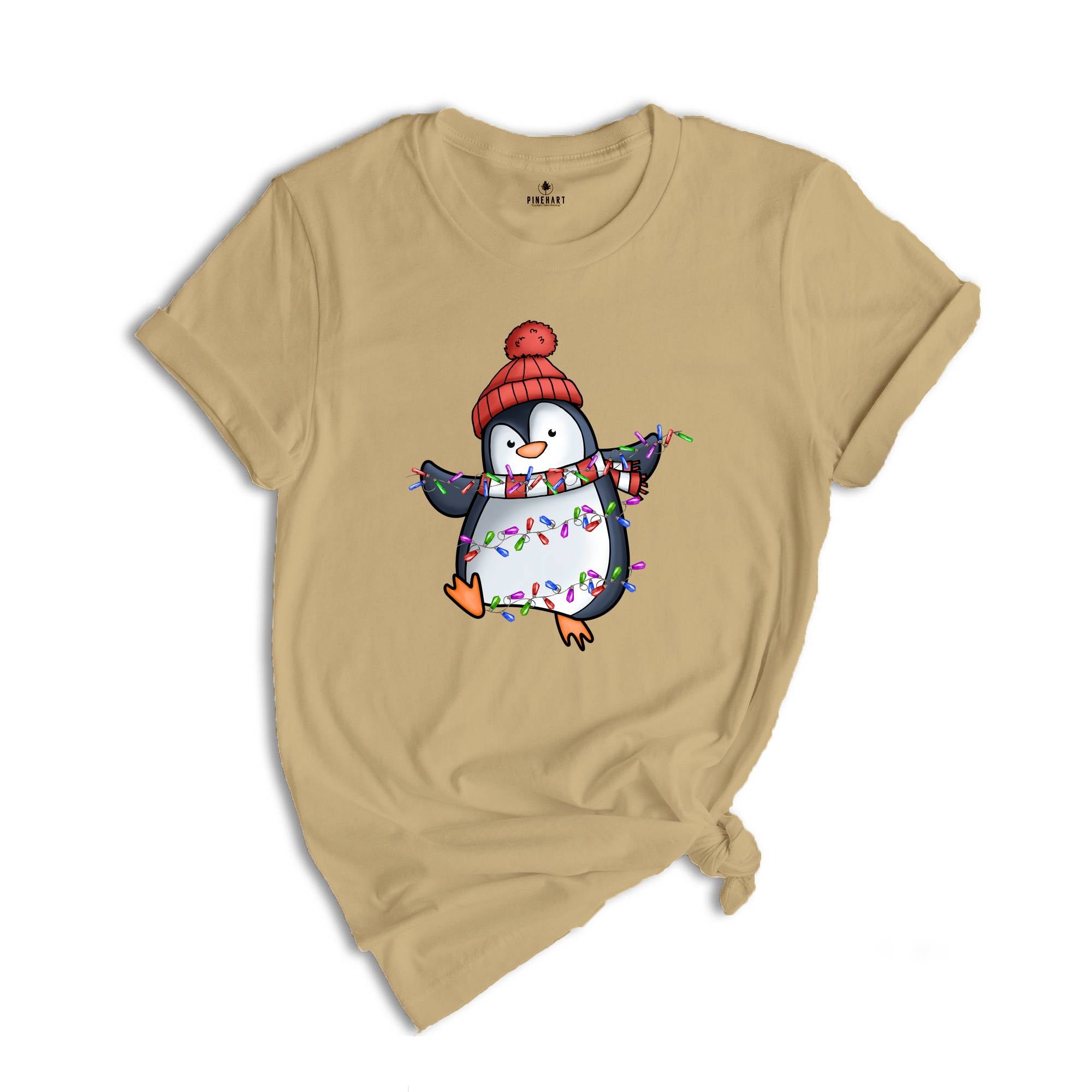 Christmas Penguin Shirt, Penguin Holiday Tee, Cute Animal T-Shirt, Christmas Gifts, Family Christmas Shirt, Christmas Lights Shirt