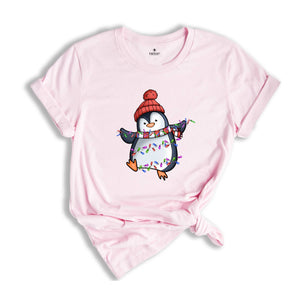 Christmas Penguin Shirt, Penguin Holiday Tee, Cute Animal T-Shirt, Christmas Gifts, Family Christmas Shirt, Christmas Lights Shirt