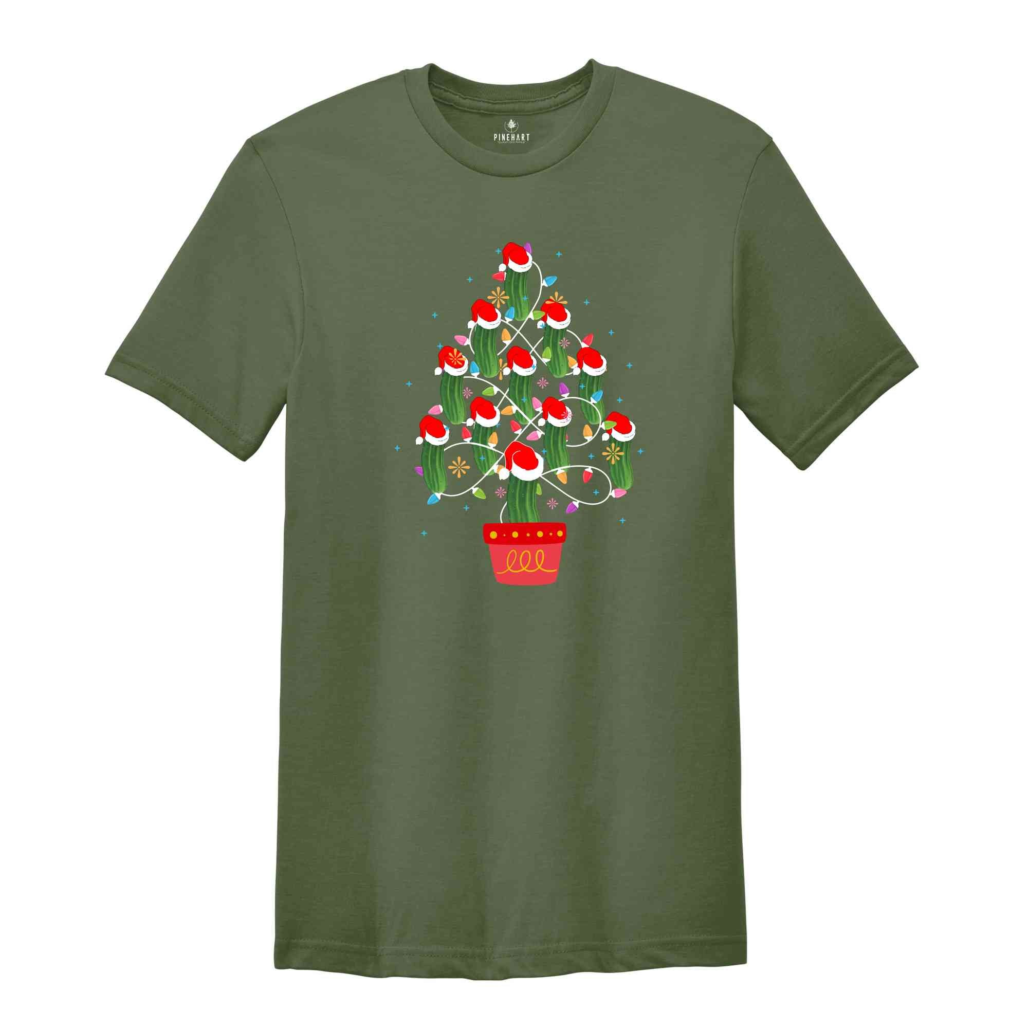 Christmas Pickle Tree Shirt, Funny Christmas Tree Shirt, Christmas Cozy Shirt, Ugly Christmas Shirt, Cute Pickle Tee