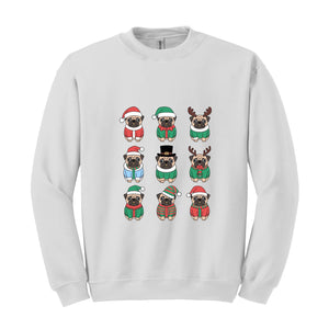 Christmas Pug Sweatshirt, Pug Mom Hoodie, Pug Lover Gift, Pug Christmas Hoodie, Cute Pug Hoodie, Christmas Gift, Pug Hoodie, Santa Claus Tee