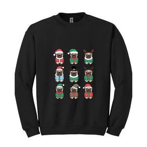 Christmas Pug Sweatshirt, Pug Mom Hoodie, Pug Lover Gift, Pug Christmas Hoodie, Cute Pug Hoodie, Christmas Gift, Pug Hoodie, Santa Claus Tee