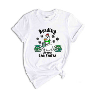 Christmas Reading Through The Snow Shirt, Christmas Library Squad T-Shirt, Bookworm Christmas Tee, Gift For Teachers