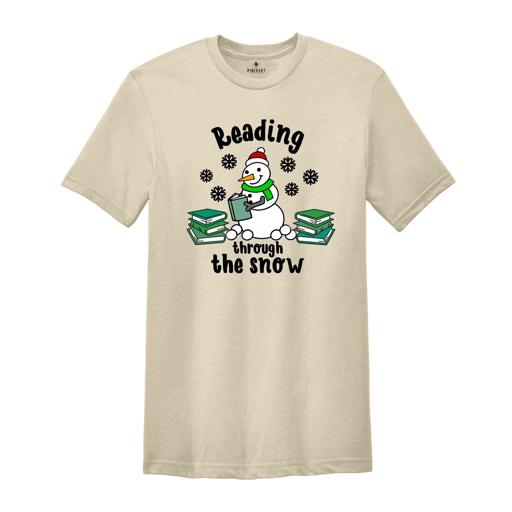 Christmas Reading Through The Snow Shirt, Christmas Library Squad T-Shirt, Bookworm Christmas Tee, Gift For Teachers