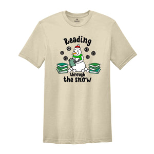 Christmas Reading Through The Snow Shirt, Christmas Library Squad T-Shirt, Bookworm Christmas Tee, Gift For Teachers