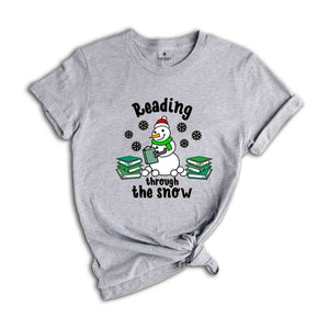 Christmas Reading Through The Snow Shirt, Christmas Library Squad T-Shirt, Bookworm Christmas Tee, Gift For Teachers