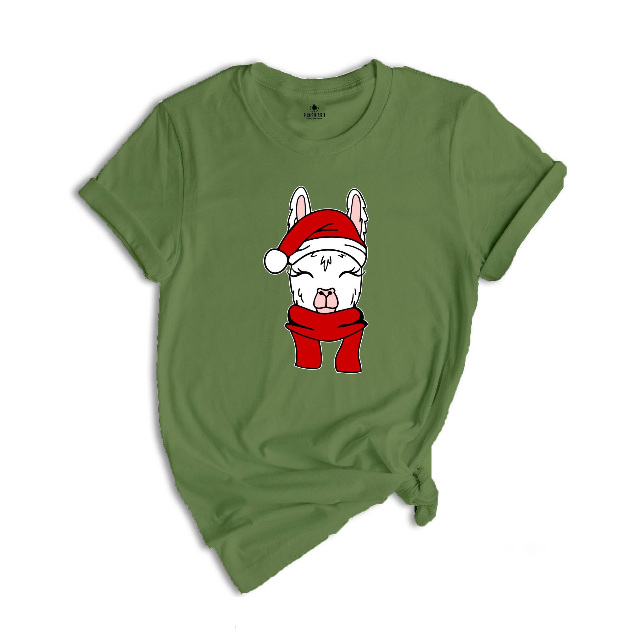 Christmas Santa Hat Llama Shirt, Funny Christmas Shirt, Christmas Pajamas, Christmas Party Shirt, Llama Apparel, Cute Llama Gift