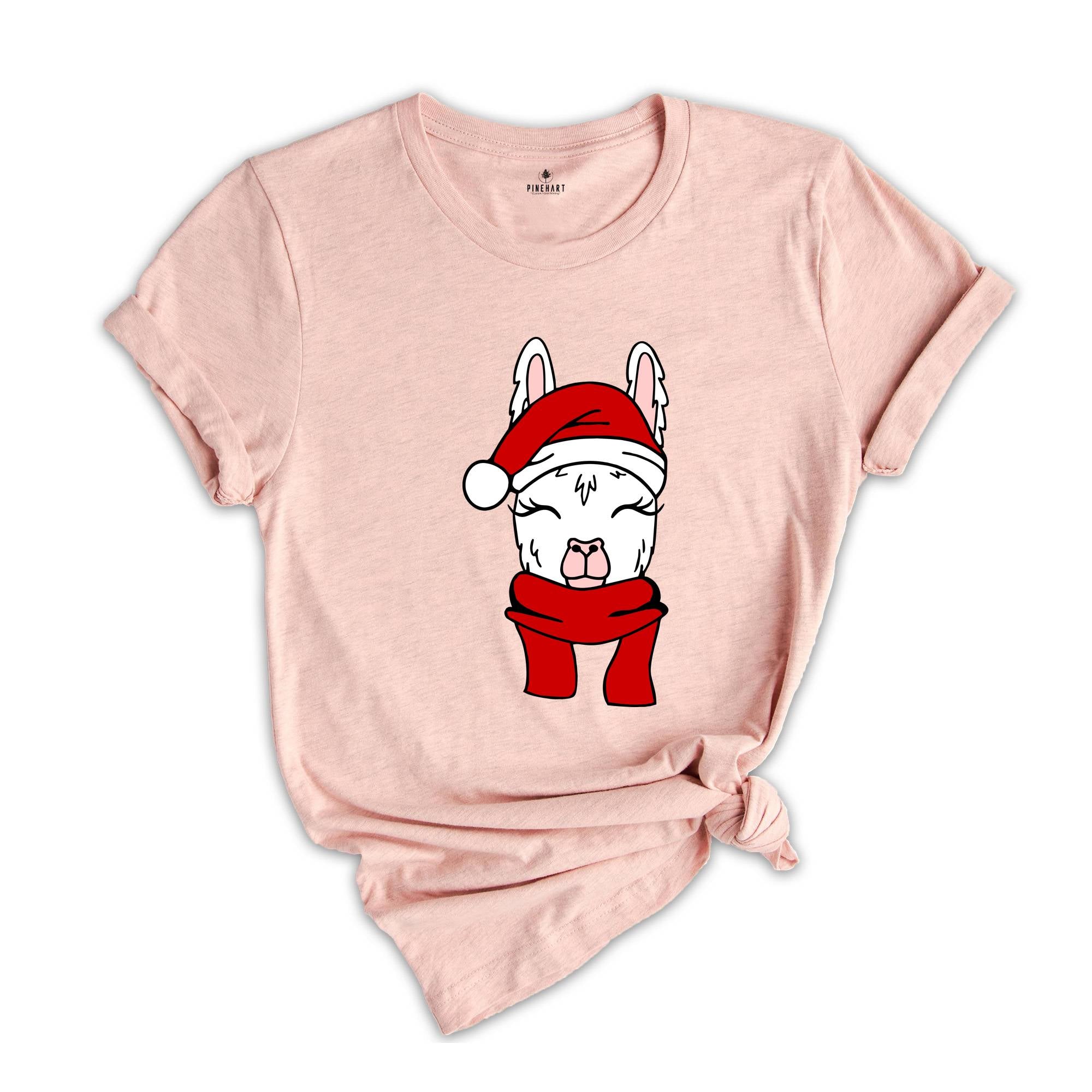 Christmas Santa Hat Llama Shirt, Funny Christmas Shirt, Christmas Pajamas, Christmas Party Shirt, Llama Apparel, Cute Llama Gift