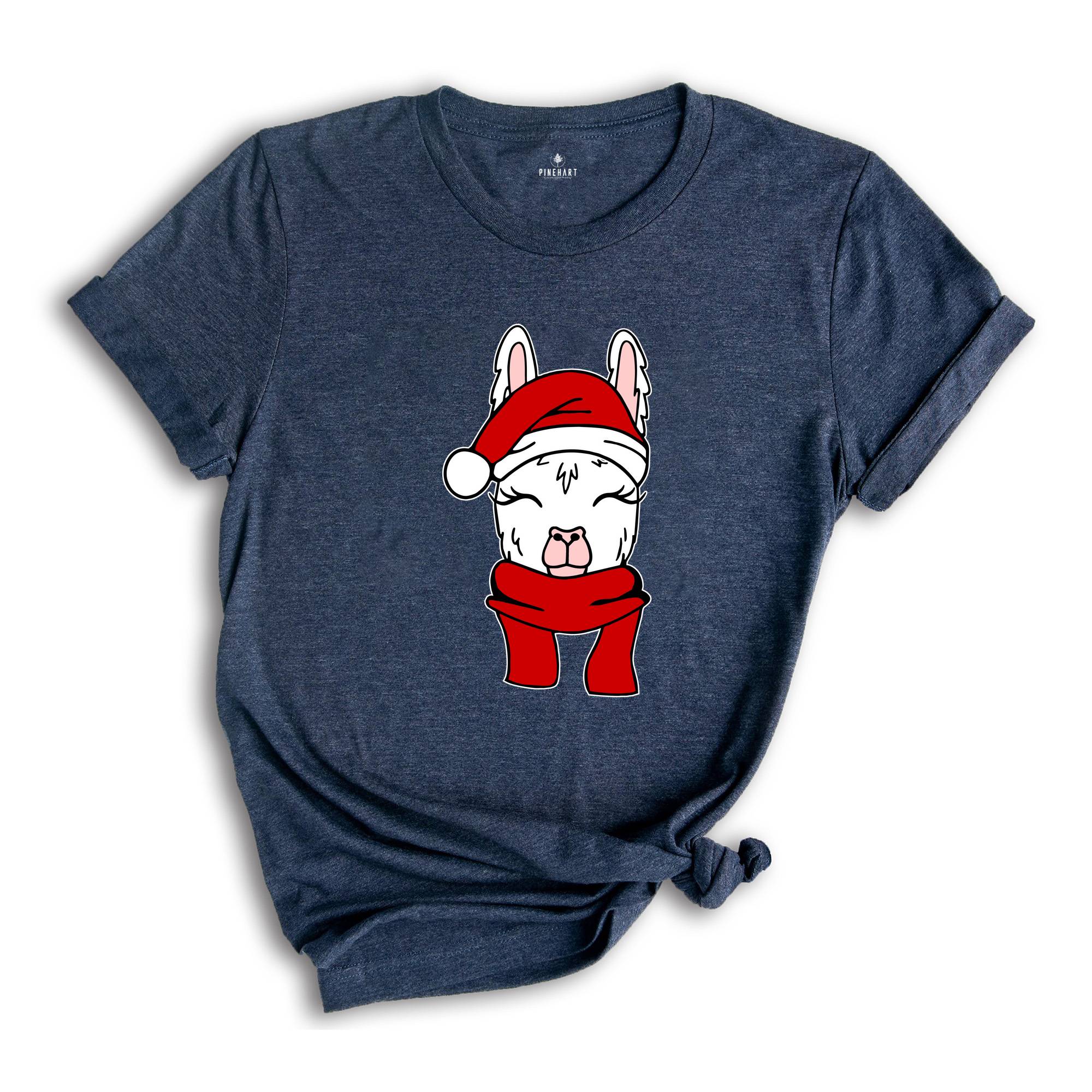 Christmas Santa Hat Llama Shirt, Funny Christmas Shirt, Christmas Pajamas, Christmas Party Shirt, Llama Apparel, Cute Llama Gift