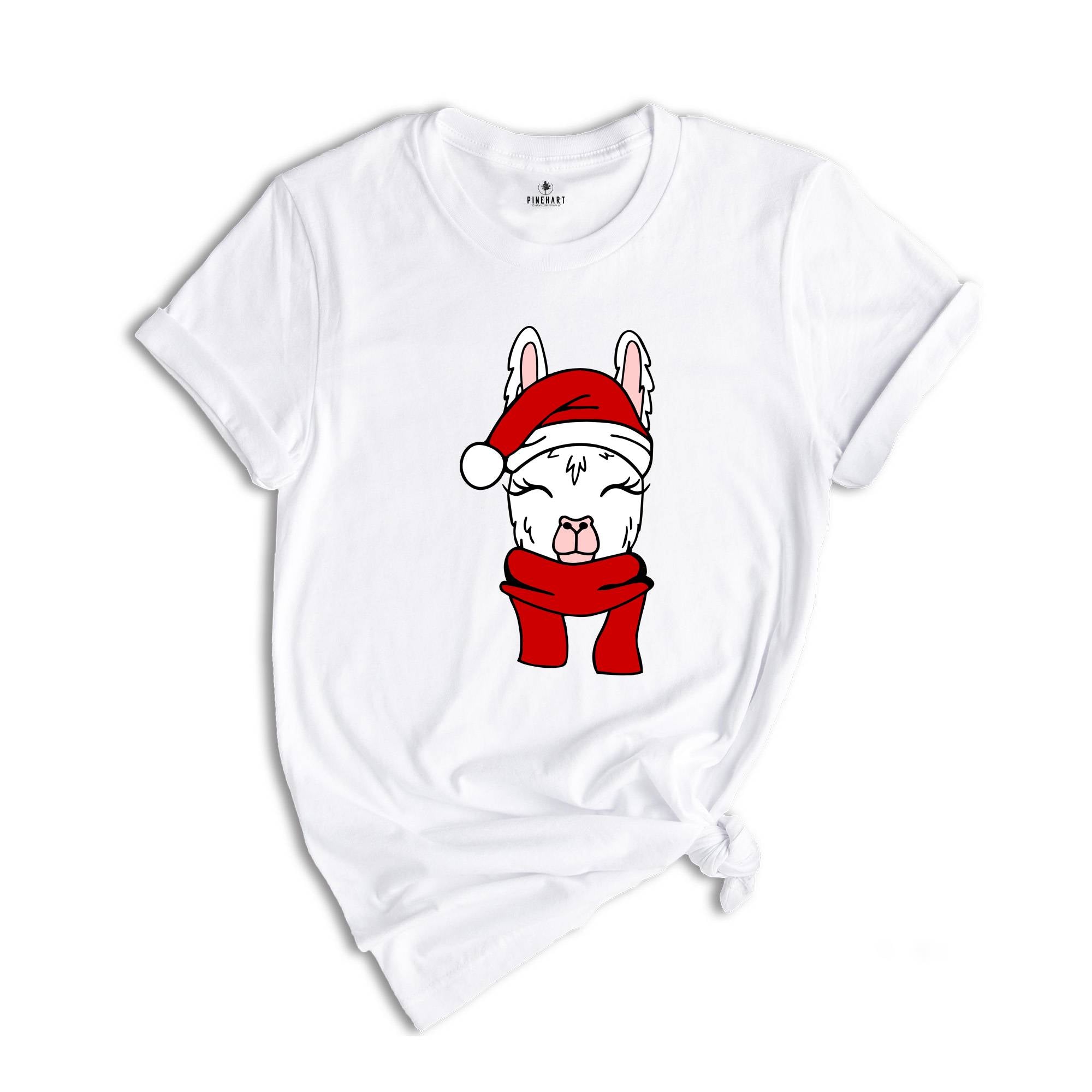 Christmas Santa Hat Llama Shirt, Funny Christmas Shirt, Christmas Pajamas, Christmas Party Shirt, Llama Apparel, Cute Llama Gift