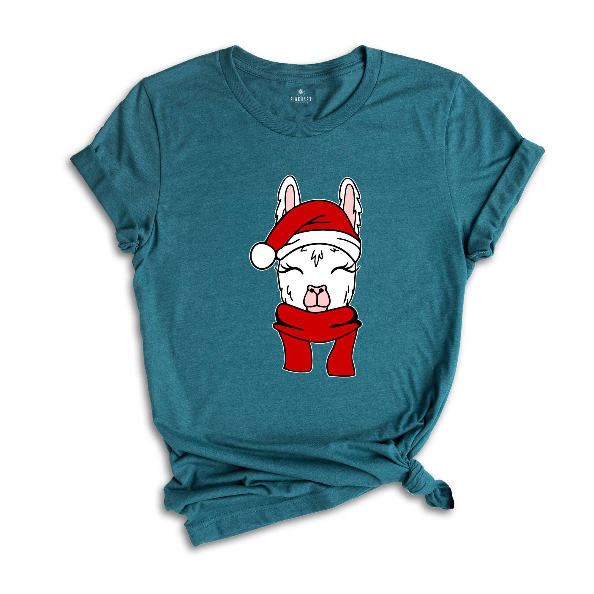 Christmas Santa Hat Llama Shirt, Funny Christmas Shirt, Christmas Pajamas, Christmas Party Shirt, Llama Apparel, Cute Llama Gift