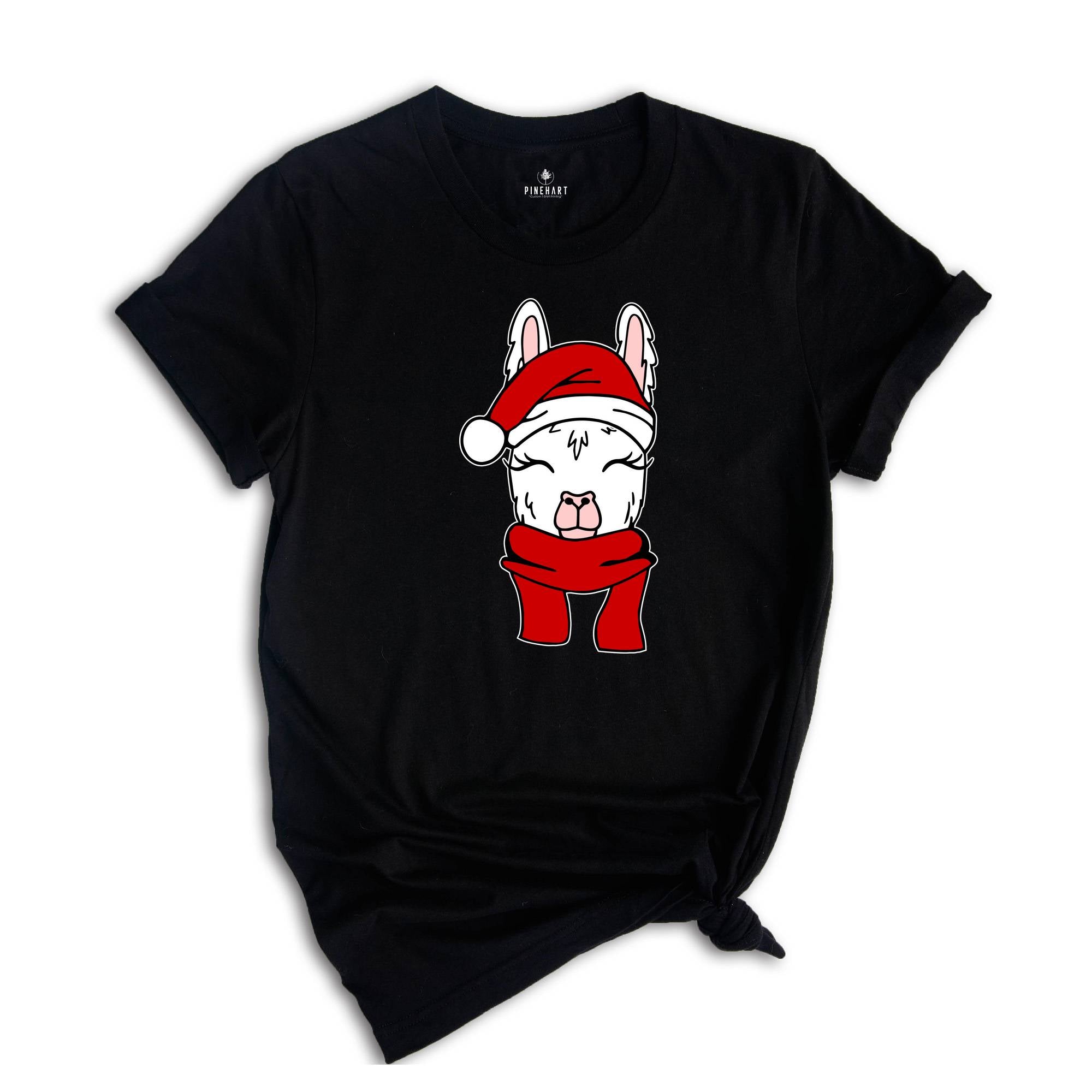 Christmas Santa Hat Llama Shirt, Funny Christmas Shirt, Christmas Pajamas, Christmas Party Shirt, Llama Apparel, Cute Llama Gift