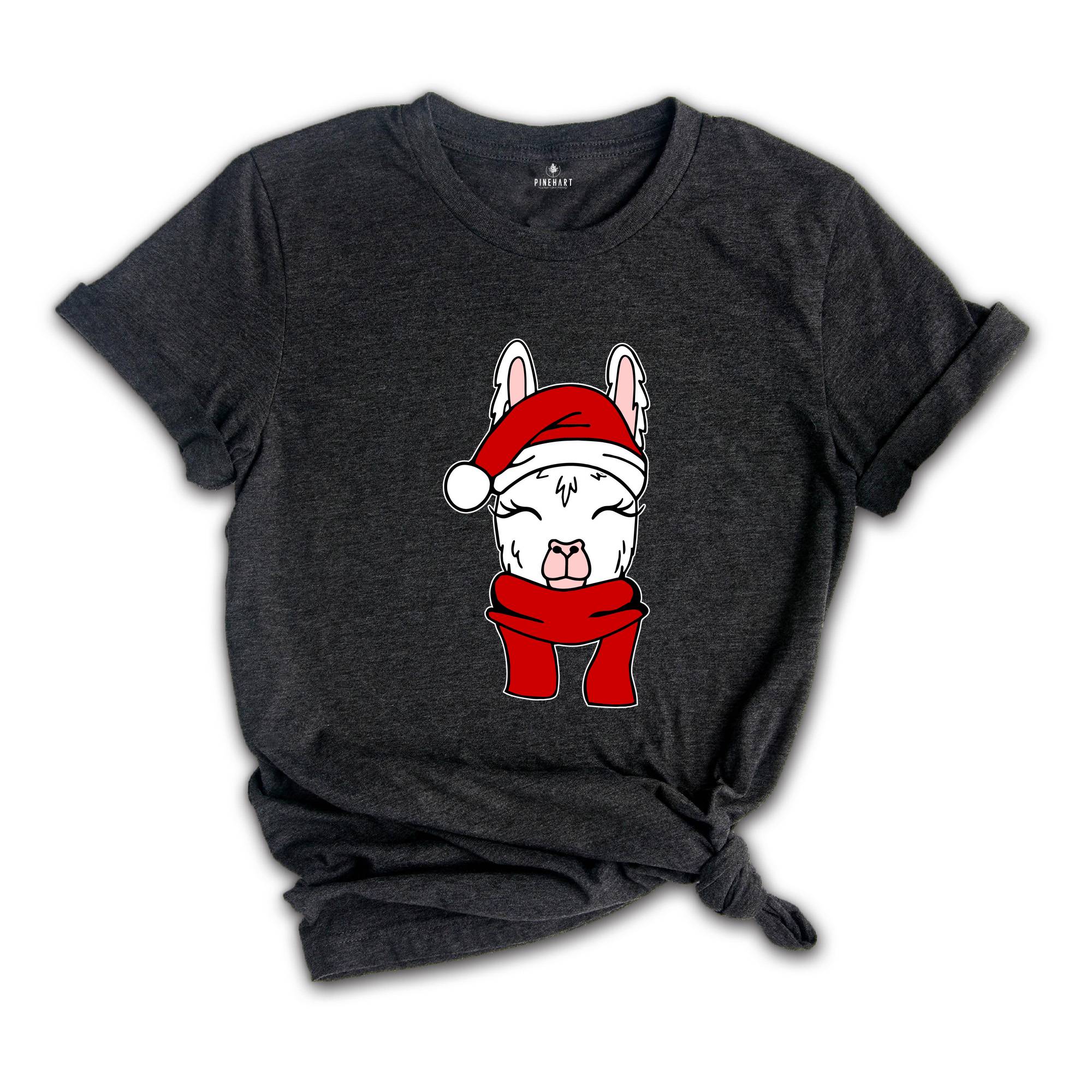 Christmas Santa Hat Llama Shirt, Funny Christmas Shirt, Christmas Pajamas, Christmas Party Shirt, Llama Apparel, Cute Llama Gift