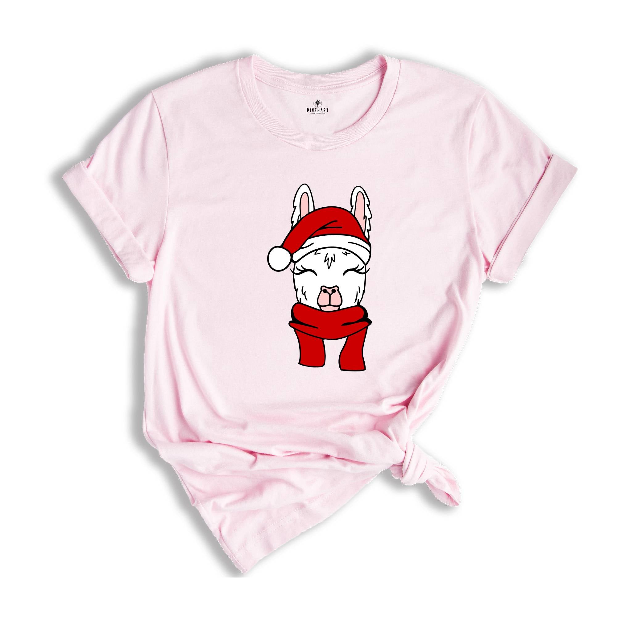 Christmas Santa Hat Llama Shirt, Funny Christmas Shirt, Christmas Pajamas, Christmas Party Shirt, Llama Apparel, Cute Llama Gift