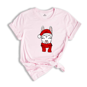 Christmas Santa Hat Llama Shirt, Funny Christmas Shirt, Christmas Pajamas, Christmas Party Shirt, Llama Apparel, Cute Llama Gift