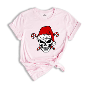 Christmas Santa Hat Skull Shirt, Cool Christmas T-Shirt, Christmas Party Tee, Xmas Skull Gift, Christmas Outfit