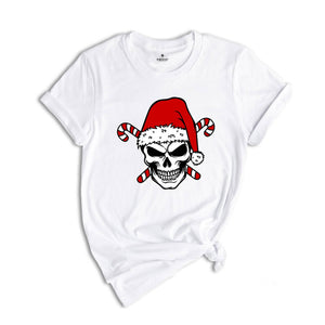 Christmas Santa Hat Skull Shirt, Cool Christmas T-Shirt, Christmas Party Tee, Xmas Skull Gift, Christmas Outfit