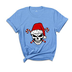 Christmas Santa Hat Skull Shirt, Cool Christmas T-Shirt, Christmas Party Tee, Xmas Skull Gift, Christmas Outfit