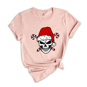 Christmas Santa Hat Skull Shirt, Cool Christmas T-Shirt, Christmas Party Tee, Xmas Skull Gift, Christmas Outfit