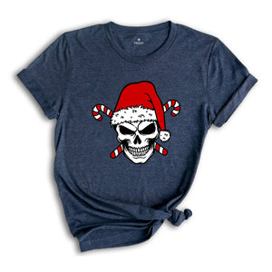 Christmas Santa Hat Skull Shirt, Cool Christmas T-Shirt, Christmas Party Tee, Xmas Skull Gift, Christmas Outfit
