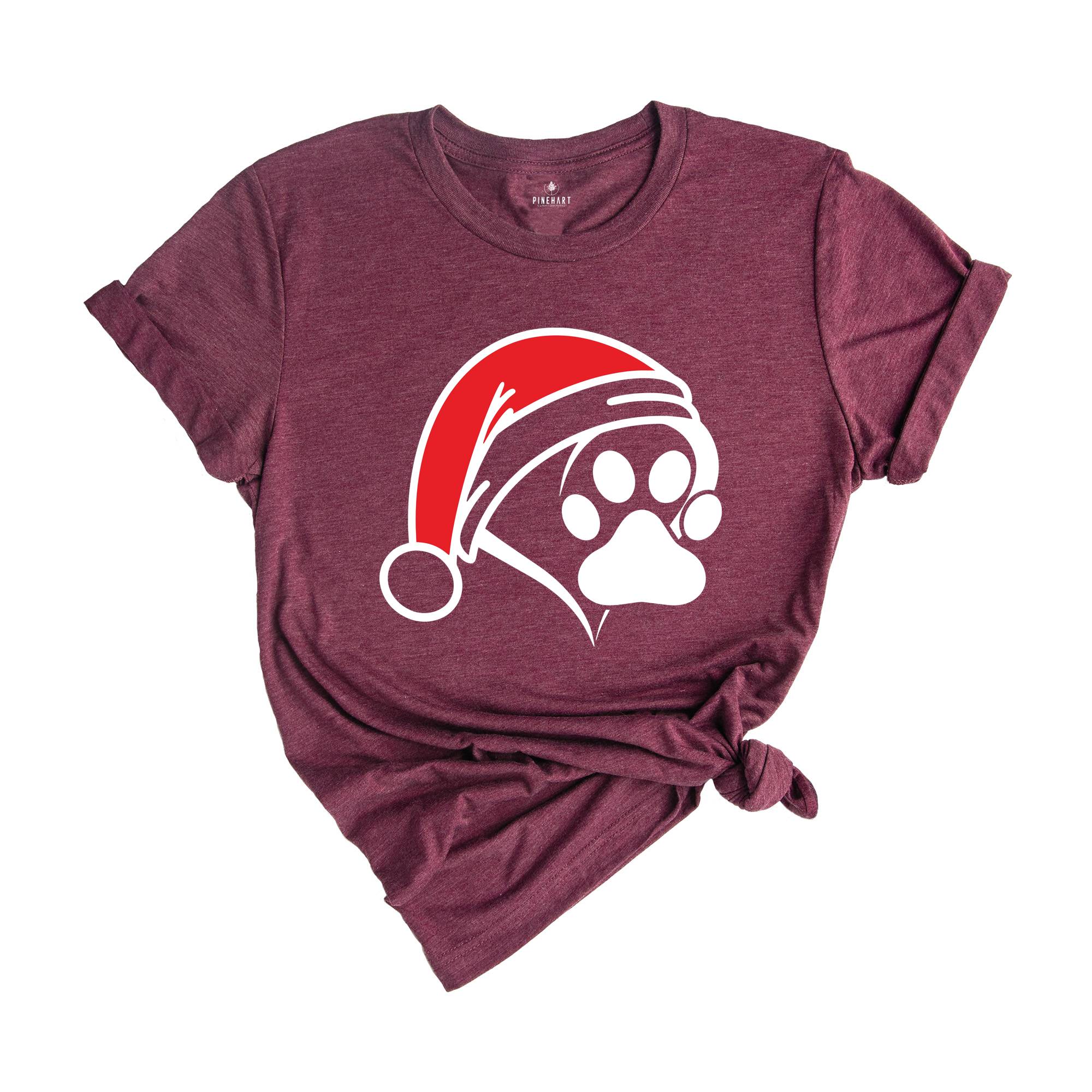 Christmas Santa Paw Shirt, Santa Hat Paw T-shirt, Pet Christmas Hat, Pet Owner Christmas Tee, Christmas Pajamas