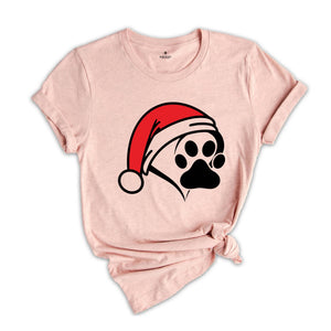 Christmas Santa Paw Shirt, Santa Hat Paw T-shirt, Pet Christmas Hat, Pet Owner Christmas Tee, Christmas Pajamas