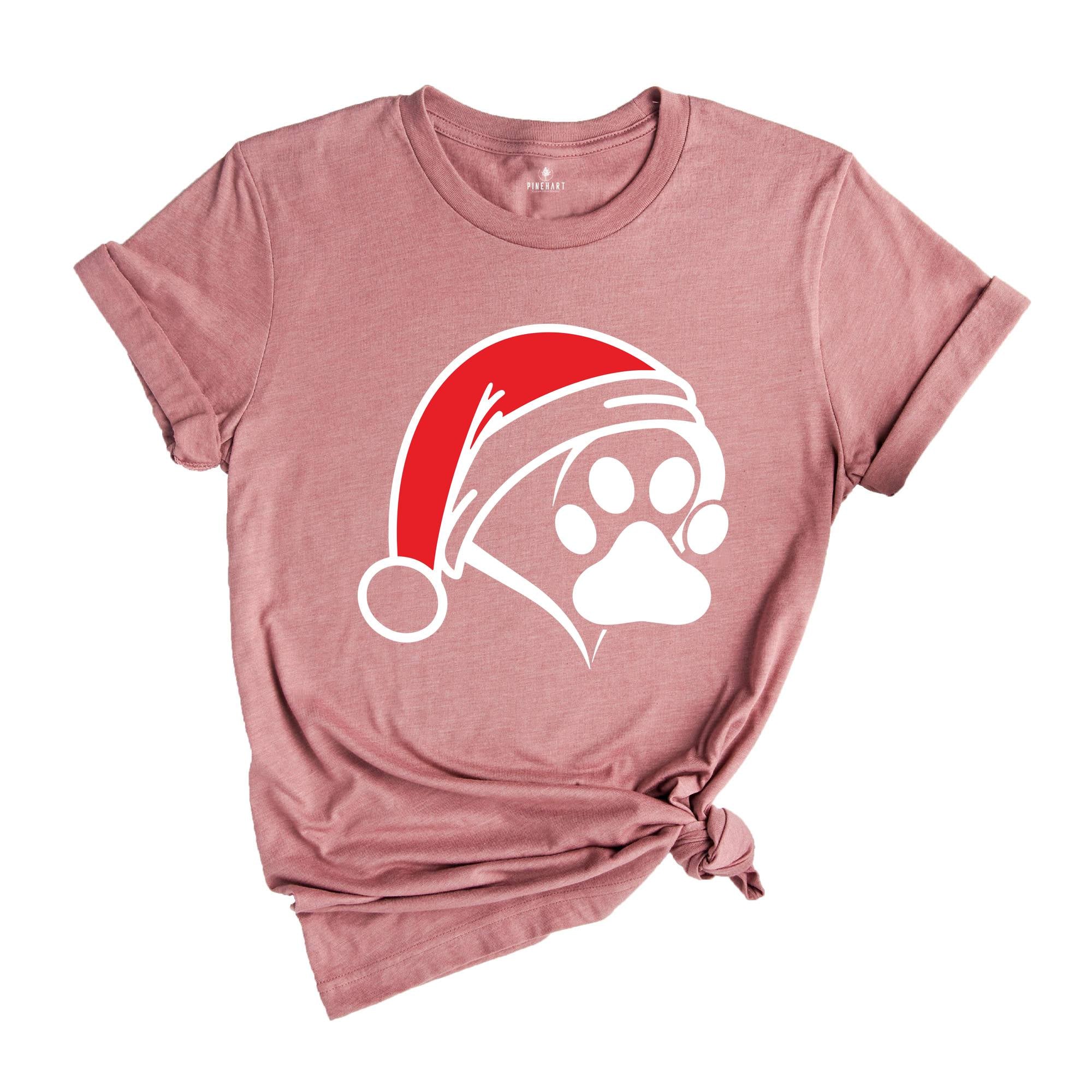 Christmas Santa Paw Shirt, Santa Hat Paw T-shirt, Pet Christmas Hat, Pet Owner Christmas Tee, Christmas Pajamas