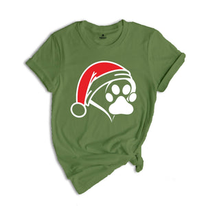 Christmas Santa Paw Shirt, Santa Hat Paw T-shirt, Pet Christmas Hat, Pet Owner Christmas Tee, Christmas Pajamas