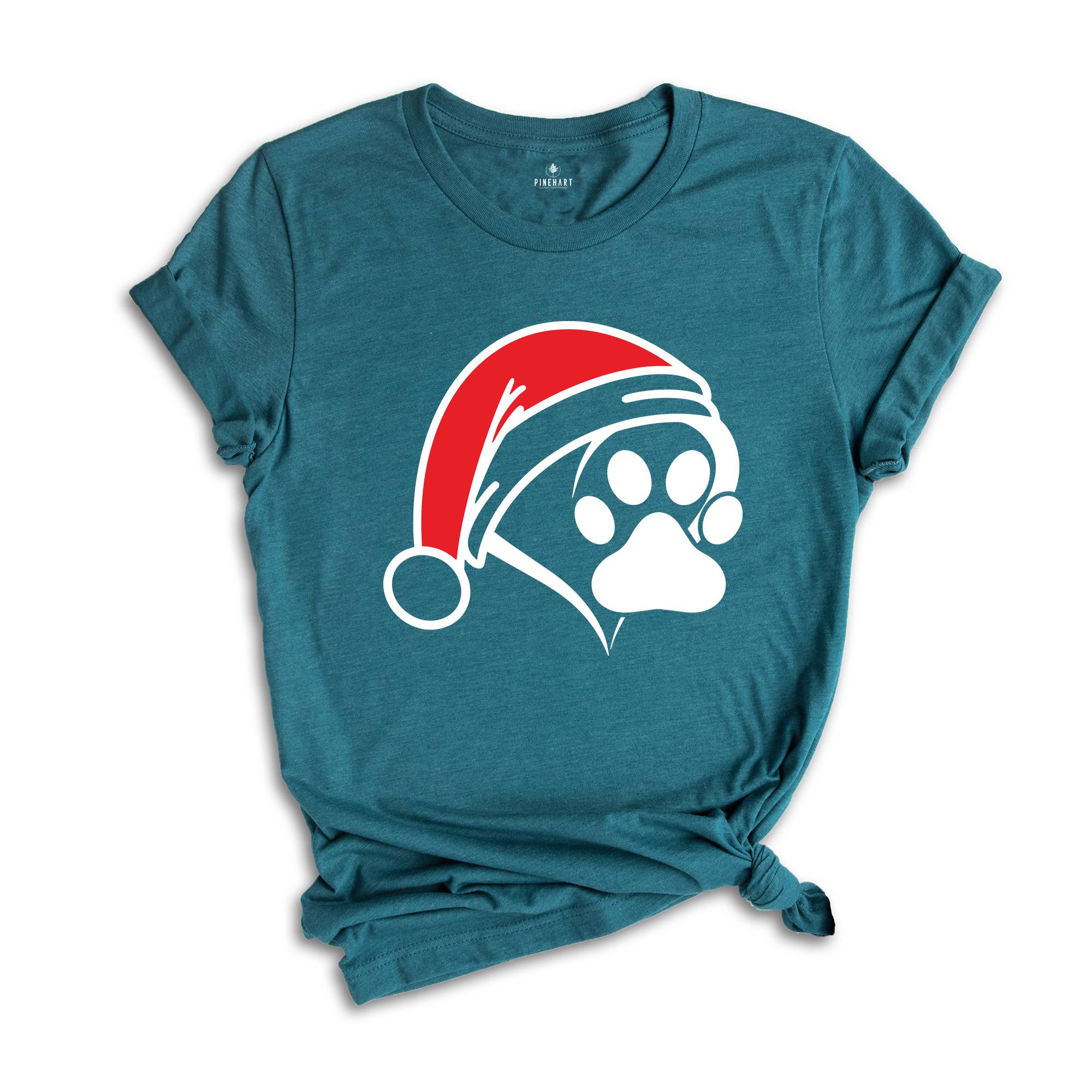 Christmas Santa Paw Shirt, Santa Hat Paw T-shirt, Pet Christmas Hat, Pet Owner Christmas Tee, Christmas Pajamas