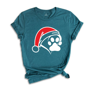 Christmas Santa Paw Shirt, Santa Hat Paw T-shirt, Pet Christmas Hat, Pet Owner Christmas Tee, Christmas Pajamas
