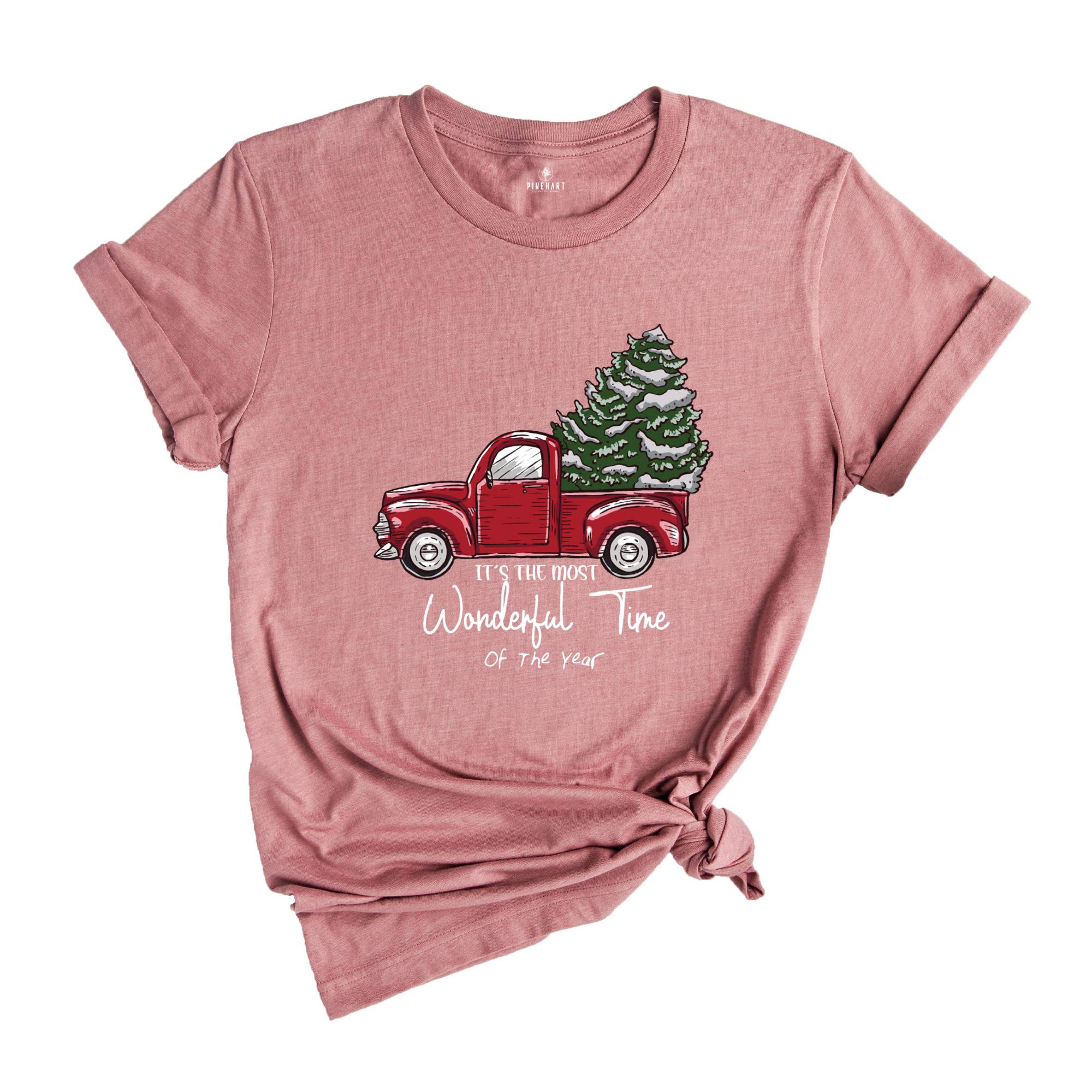 Christmas Shirt, Buffalo Plaid Truck Shirt, Most Wonderful Time Of The Year, Christmas Tee, Christmas Truck Family Shirts,