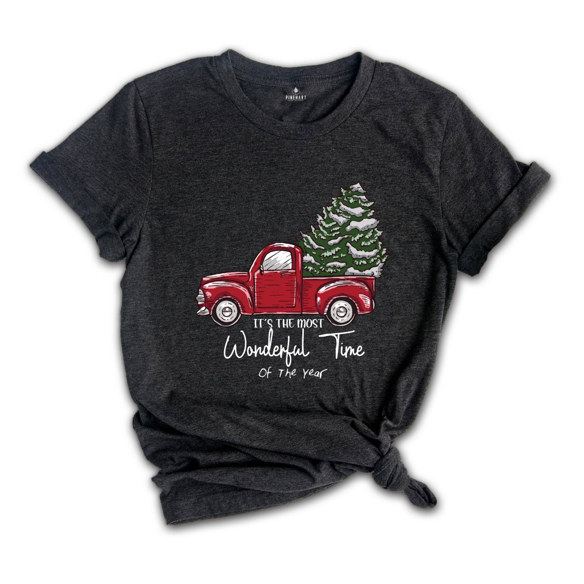 Christmas Shirt, Buffalo Plaid Truck Shirt, Most Wonderful Time Of The Year, Christmas Tee, Christmas Truck Family Shirts,