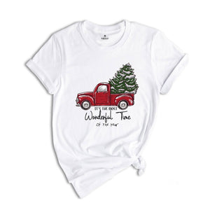 Christmas Shirt, Buffalo Plaid Truck Shirt, Most Wonderful Time Of The Year, Christmas Tee, Christmas Truck Family Shirts,