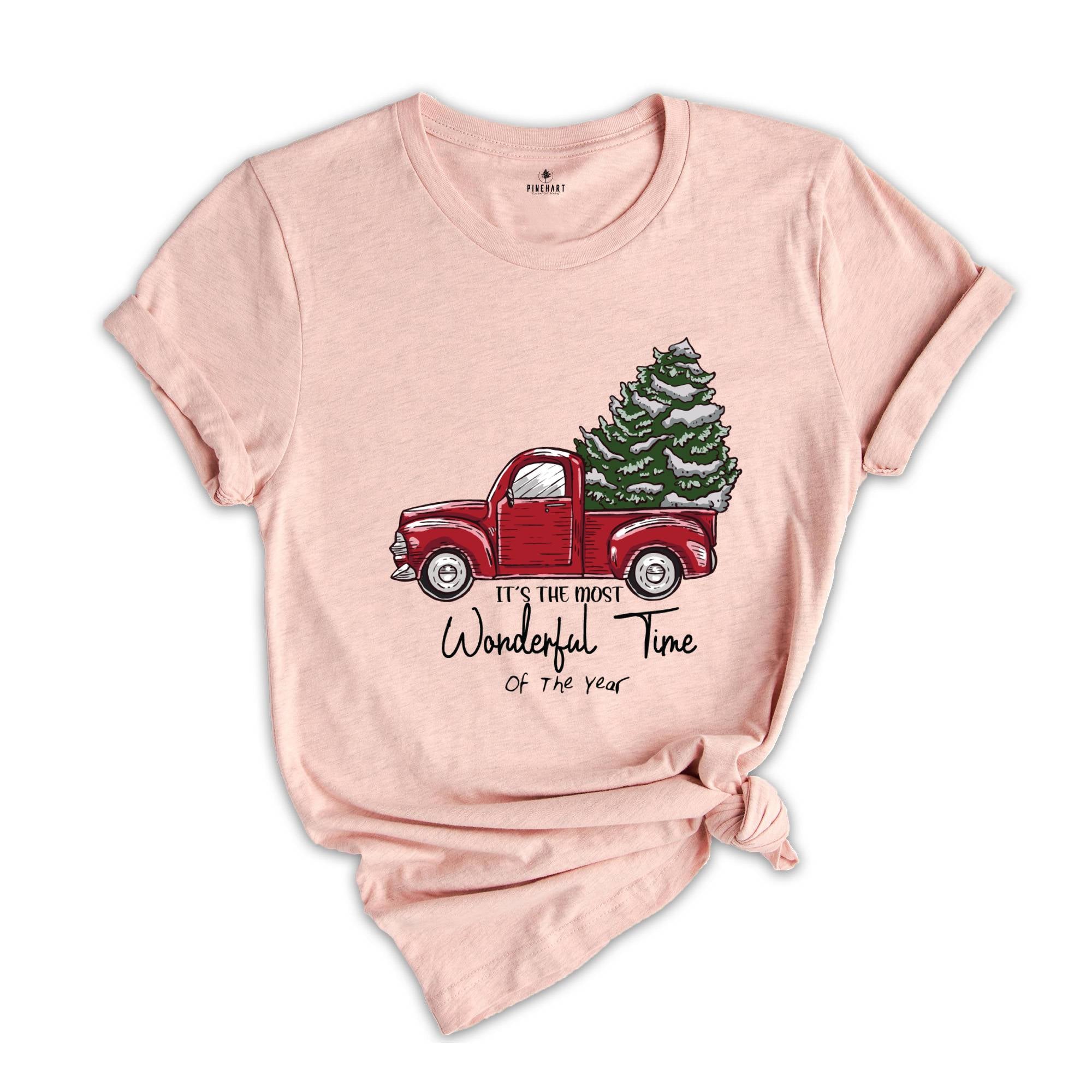 Christmas Shirt, Buffalo Plaid Truck Shirt, Most Wonderful Time Of The Year, Christmas Tee, Christmas Truck Family Shirts,