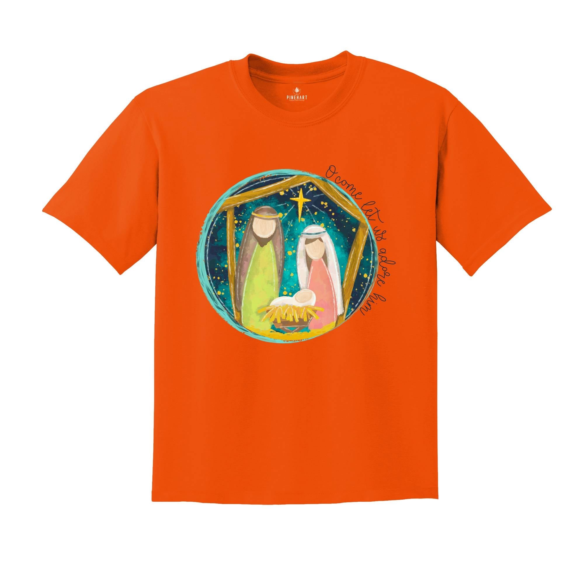 Christmas Shirt, O Come Let Us Adore Him T-Shirt, Family Christmas Gift, Christian Clothing, Christmas Jesus T-Shirt