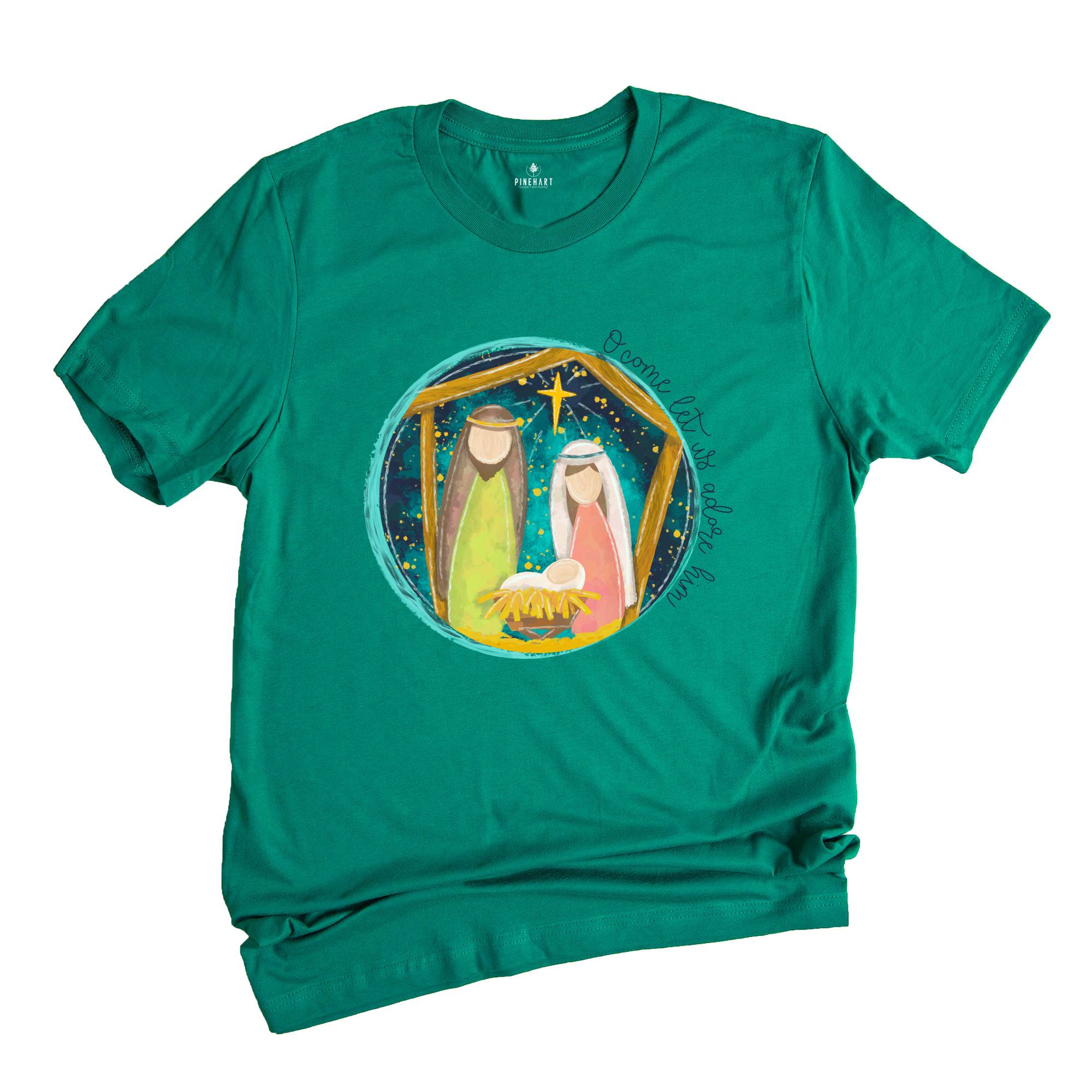 Christmas Shirt, O Come Let Us Adore Him T-Shirt, Family Christmas Gift, Christian Clothing, Christmas Jesus T-Shirt