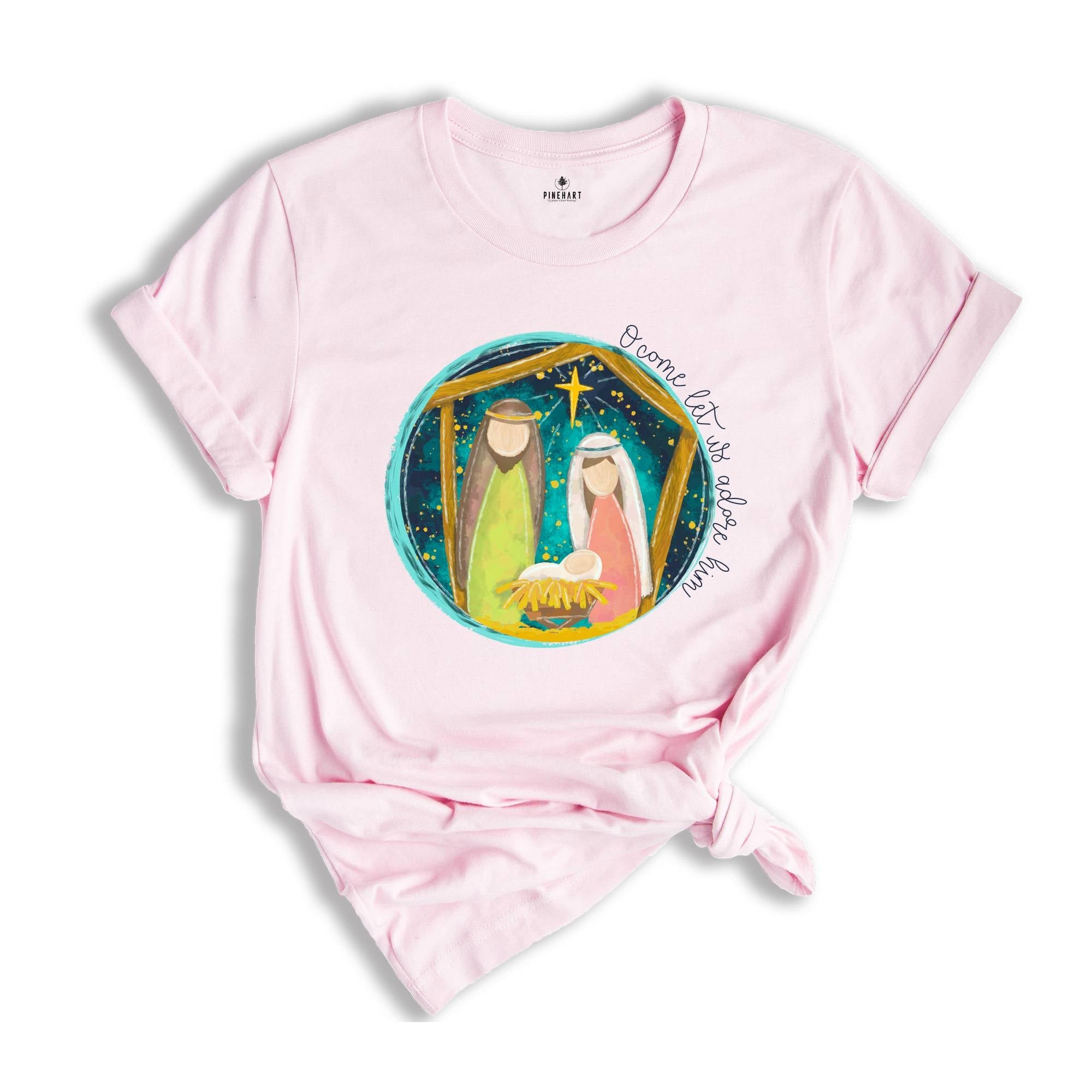 Christmas Shirt, O Come Let Us Adore Him T-Shirt, Family Christmas Gift, Christian Clothing, Christmas Jesus T-Shirt