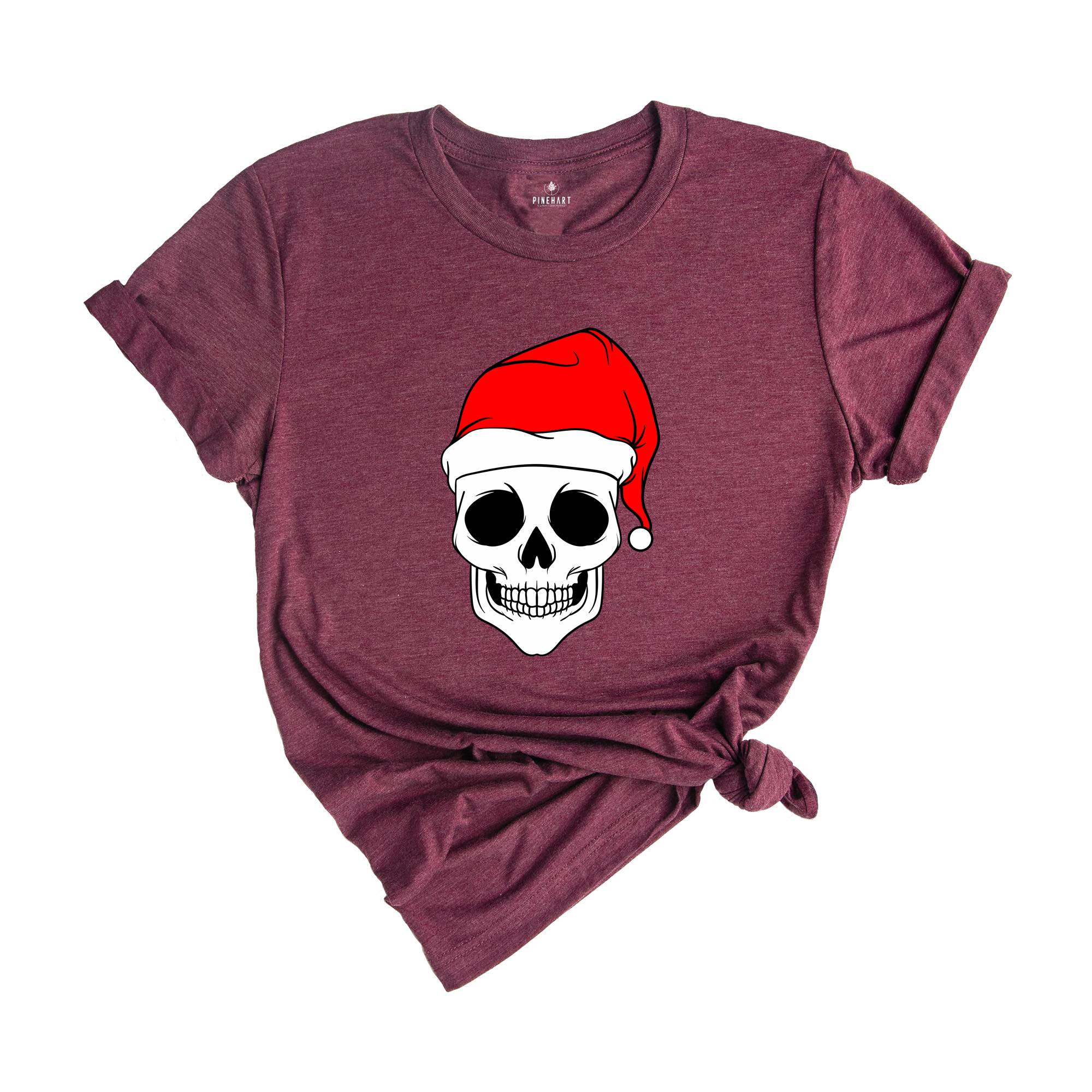 Christmas Skull Shirt, Spooky Christmas Tee, Santa Hat Shirt, Xmas Skeleton Shirt, Cool Skull Shirt, Christmas Sweatshirt, Xmas Gift