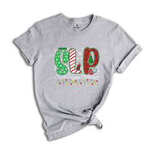 Christmas SLP T-Shirt, Speech Language Pathologist Shirt, Christmas Gift For SLP, Cute Xmas Speech Therapy Tee, Holiday SLP Tee