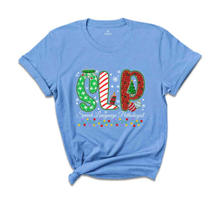 Christmas SLP T-Shirt, Speech Language Pathologist Shirt, Christmas Gift For SLP, Cute Xmas Speech Therapy Tee, Holiday SLP Tee