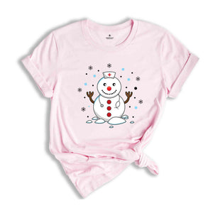 Christmas Snowman Nurse Shirt, Cute Nurse T-Shirt, Gift for Nurse, Snowman Shirt, Holiday Nurse Apparel, Xmas Nurse Shirt