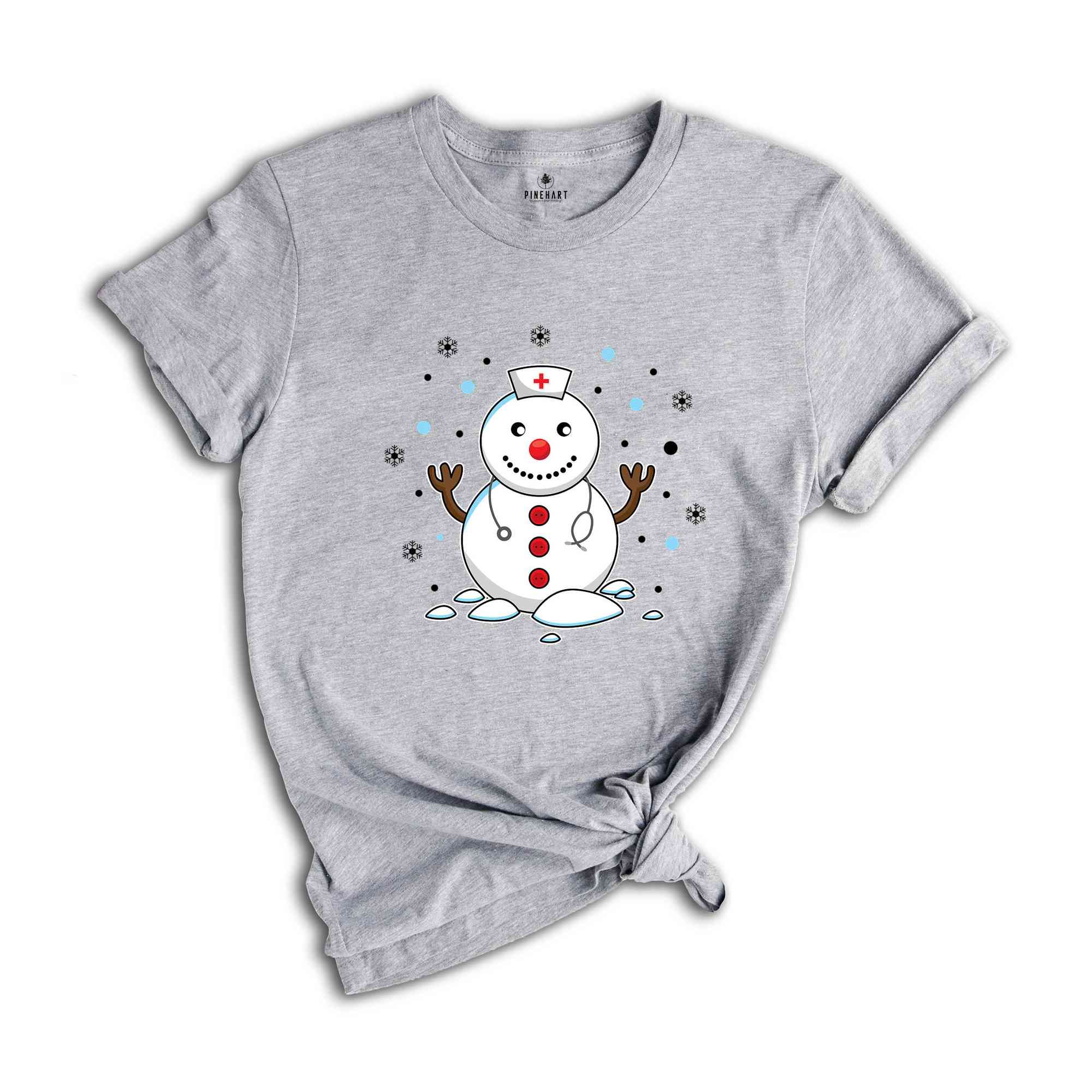 Christmas Snowman Nurse Shirt, Cute Nurse T-Shirt, Gift for Nurse, Snowman Shirt, Holiday Nurse Apparel, Xmas Nurse Shirt