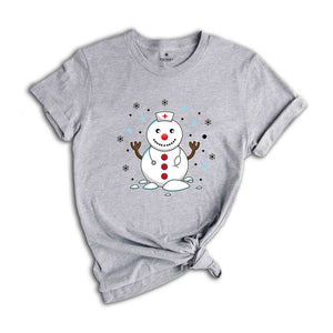 Christmas Snowman Nurse Shirt, Cute Nurse T-Shirt, Gift for Nurse, Snowman Shirt, Holiday Nurse Apparel, Xmas Nurse Shirt