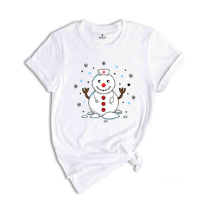 Christmas Snowman Nurse Shirt, Cute Nurse T-Shirt, Gift for Nurse, Snowman Shirt, Holiday Nurse Apparel, Xmas Nurse Shirt