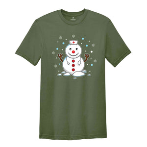 Christmas Snowman Nurse Shirt, Cute Nurse T-Shirt, Gift for Nurse, Snowman Shirt, Holiday Nurse Apparel, Xmas Nurse Shirt