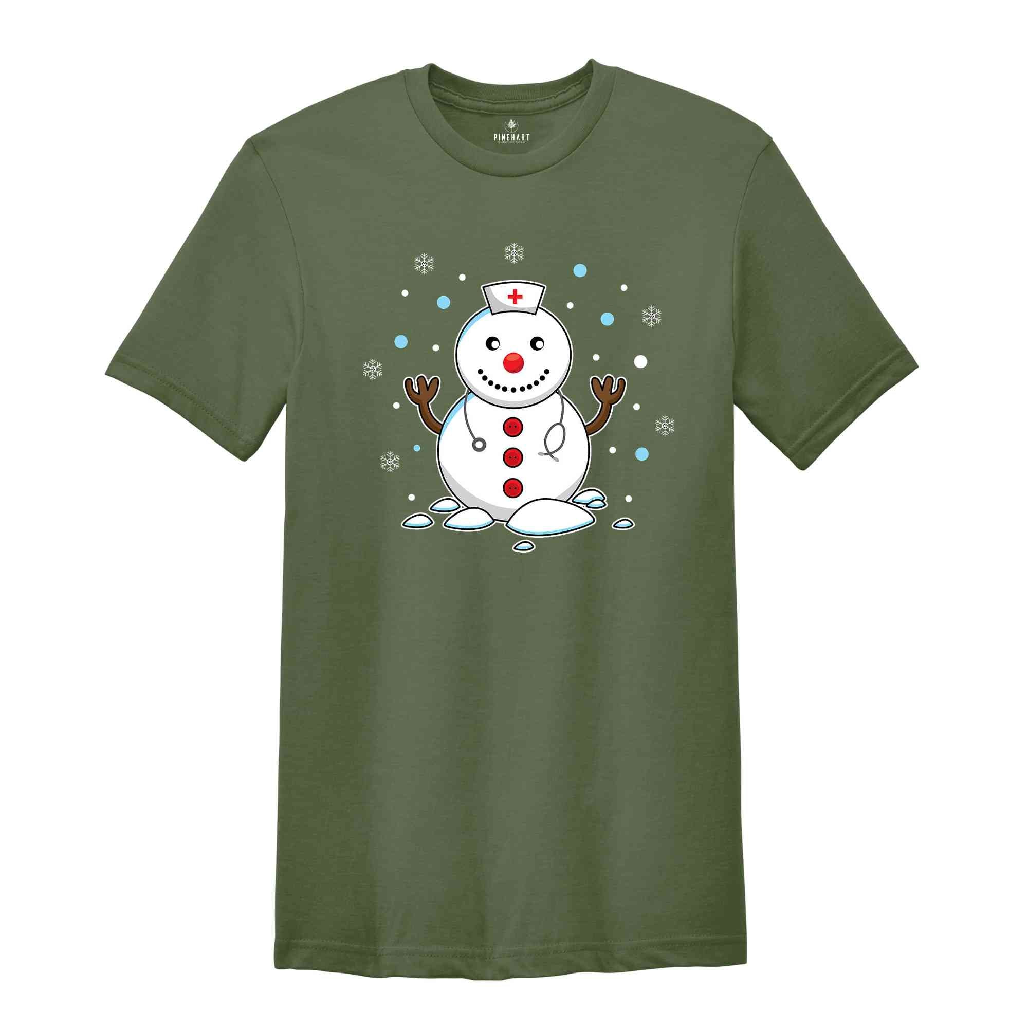 Christmas Snowman Nurse Shirt, Cute Nurse T-Shirt, Gift for Nurse, Snowman Shirt, Holiday Nurse Apparel, Xmas Nurse Shirt