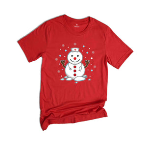 Christmas Snowman Nurse Shirt, Cute Nurse T-Shirt, Gift for Nurse, Snowman Shirt, Holiday Nurse Apparel, Xmas Nurse Shirt