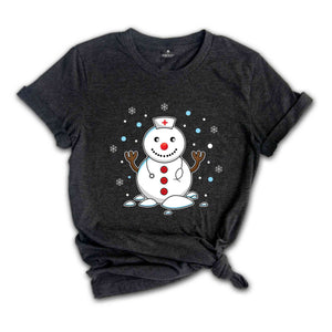 Christmas Snowman Nurse Shirt, Cute Nurse T-Shirt, Gift for Nurse, Snowman Shirt, Holiday Nurse Apparel, Xmas Nurse Shirt