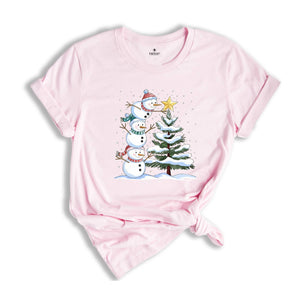 Christmas Snowman Shirt, Cozy Holiday Shirt, Festive SnowmanT-shirt, Xmas Winter Family Gift, Cute Funny Snowman Lover Shirt