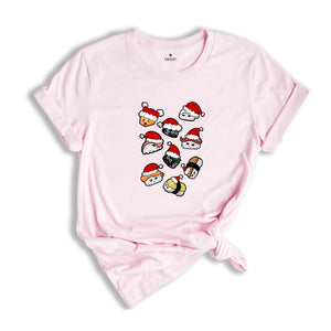 Christmas Sushi T-shirt, Cute Sushi Gift, Christmas Gift Tee, Japanese Cuisine Sushi Lover Foodie Shirt